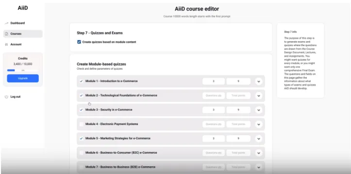 AiiD quiz editor create course content with AI