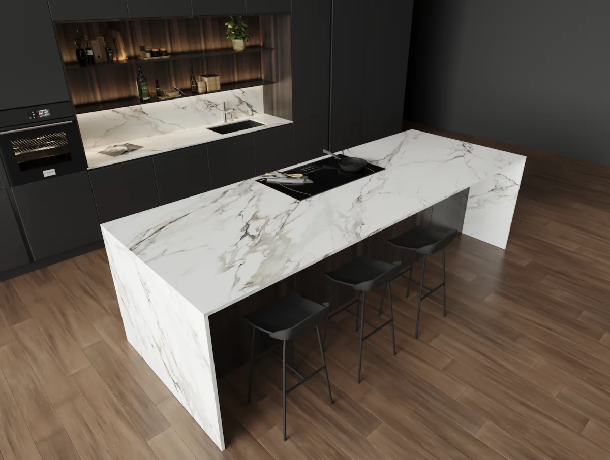 Stone slab selection visit at Dynamo Surfaces showroom in Chicago