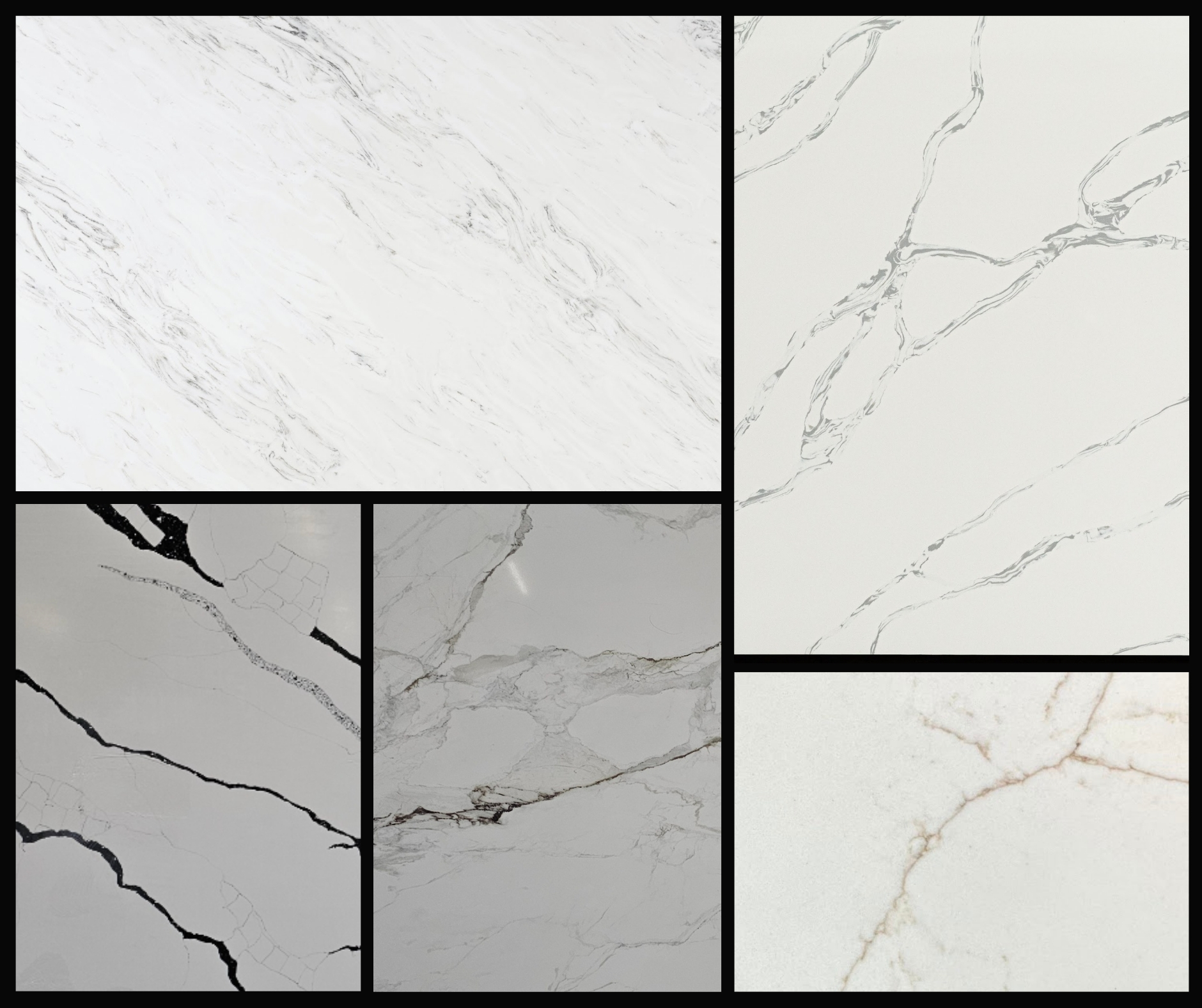 choosing quartz slab color for kitchen countertops in showroom