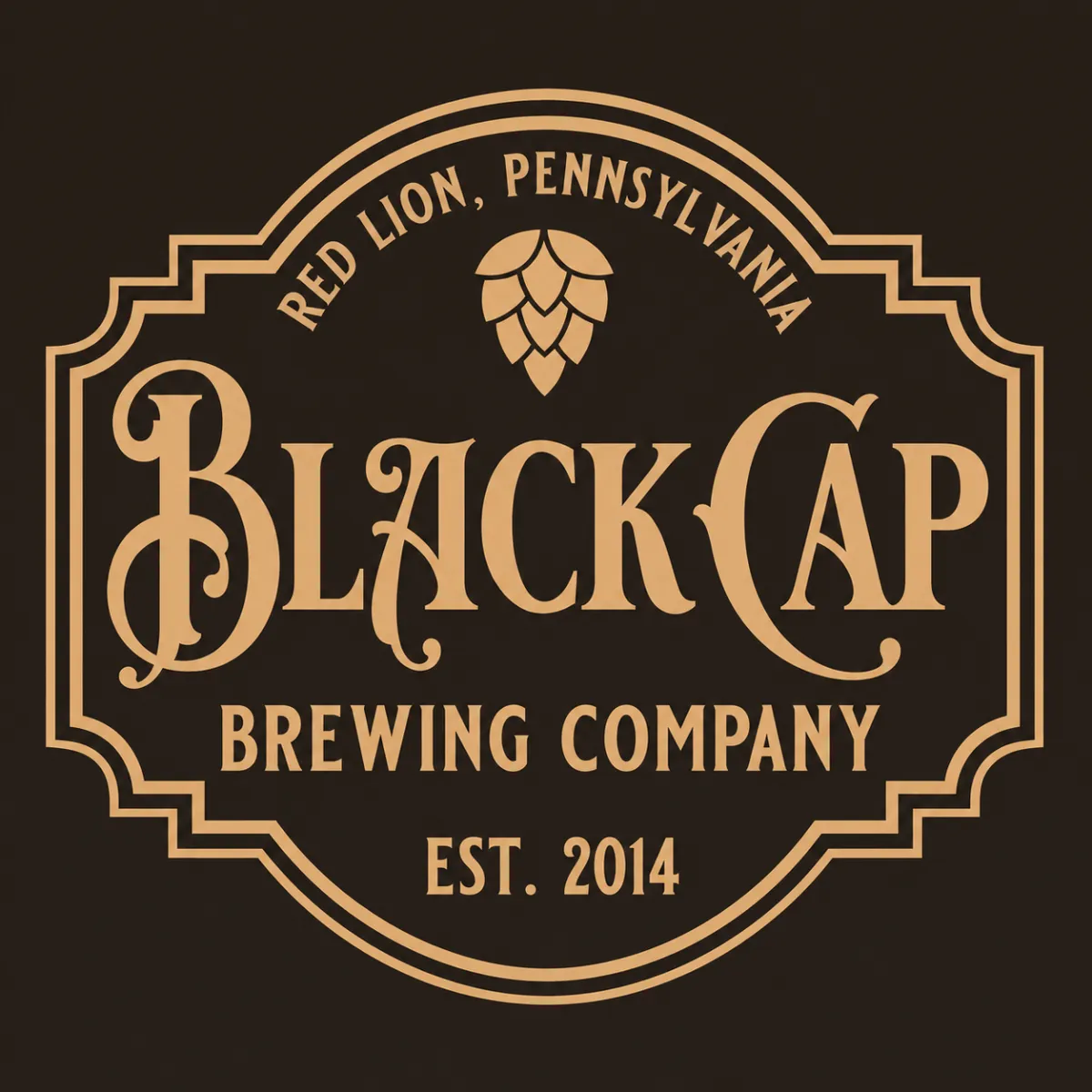 Black Cap Brewing Company logo, est. 2014, Red Lion PA