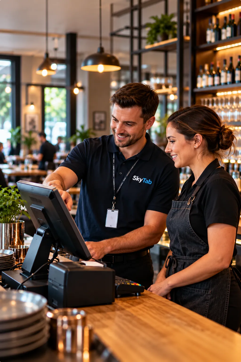 Hospitality POS installation and setup support (illustrative, non-branded image)