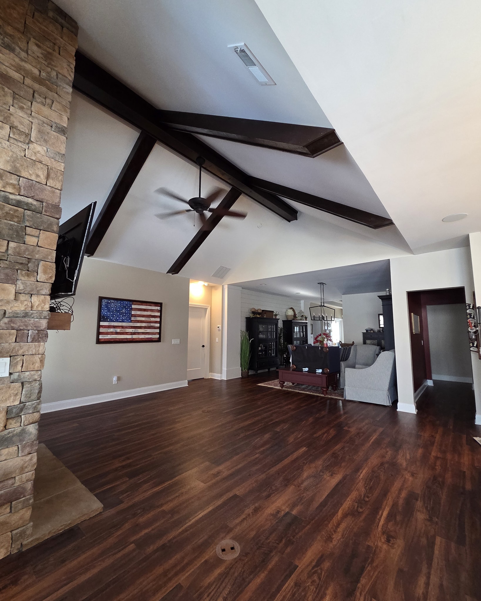 Painter working on interior walls