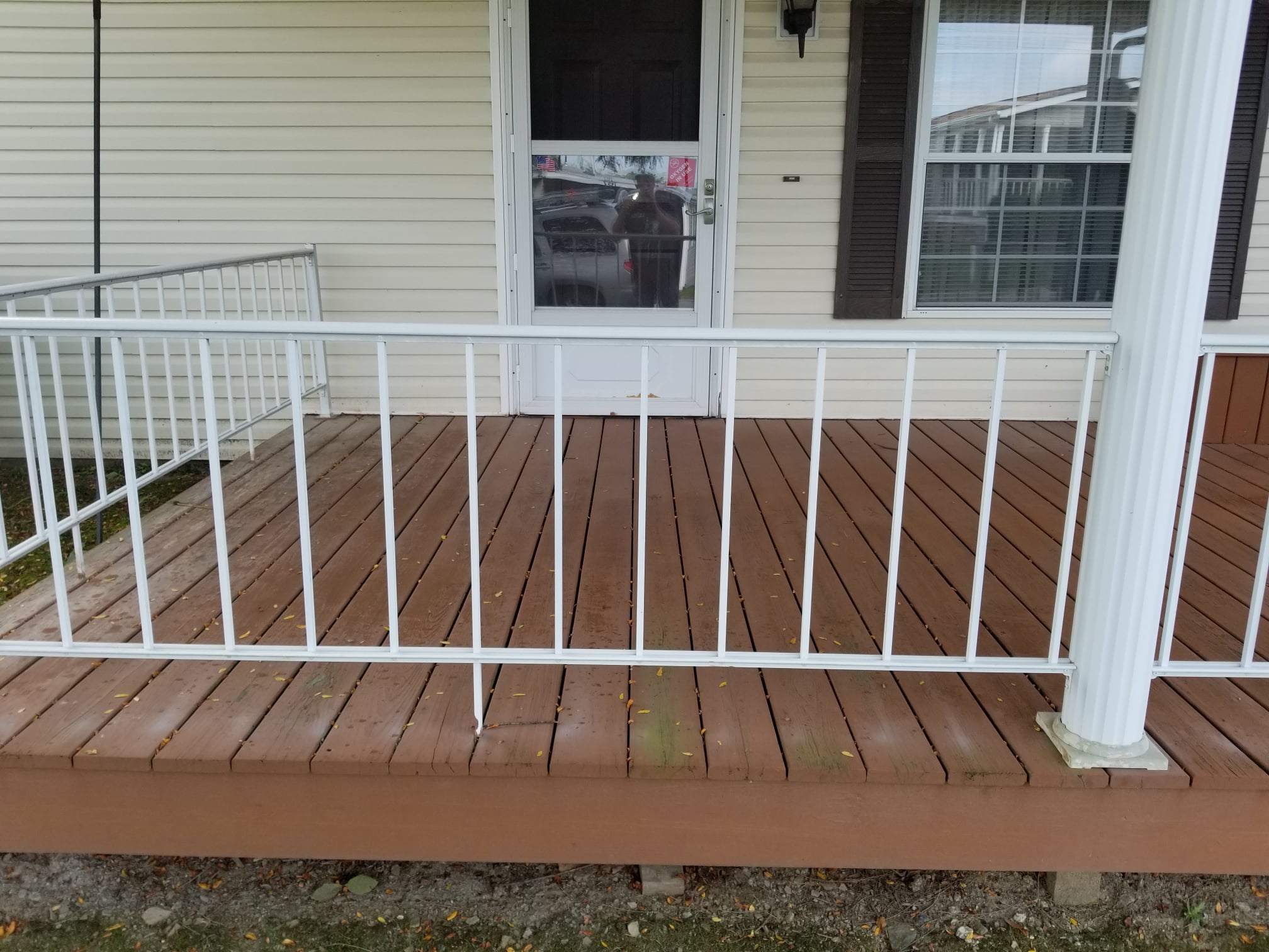 Refinished wooden deck