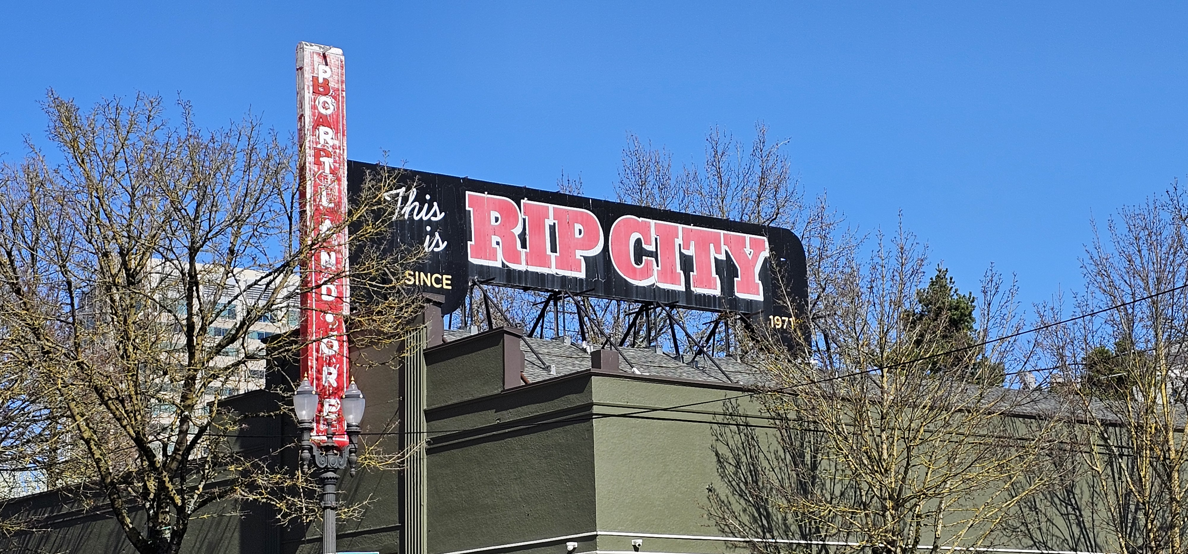 Vintage Rip City sign displayed in Northeast Portland Oregon