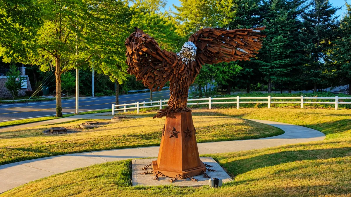 Eagle sculture at the Happy Valley City Hall, Happy Valley, Oregon