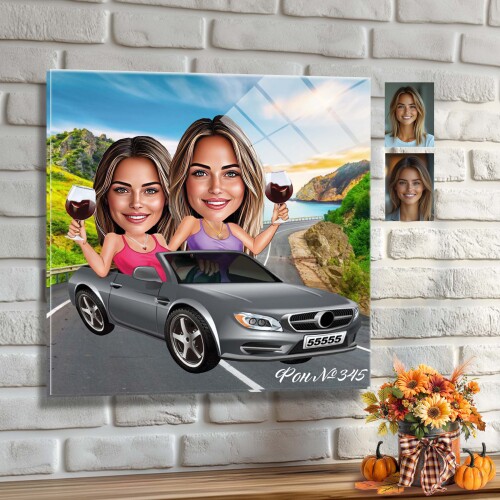 Стъклена карикатура - елегантен персонализиран подарък за юбилей