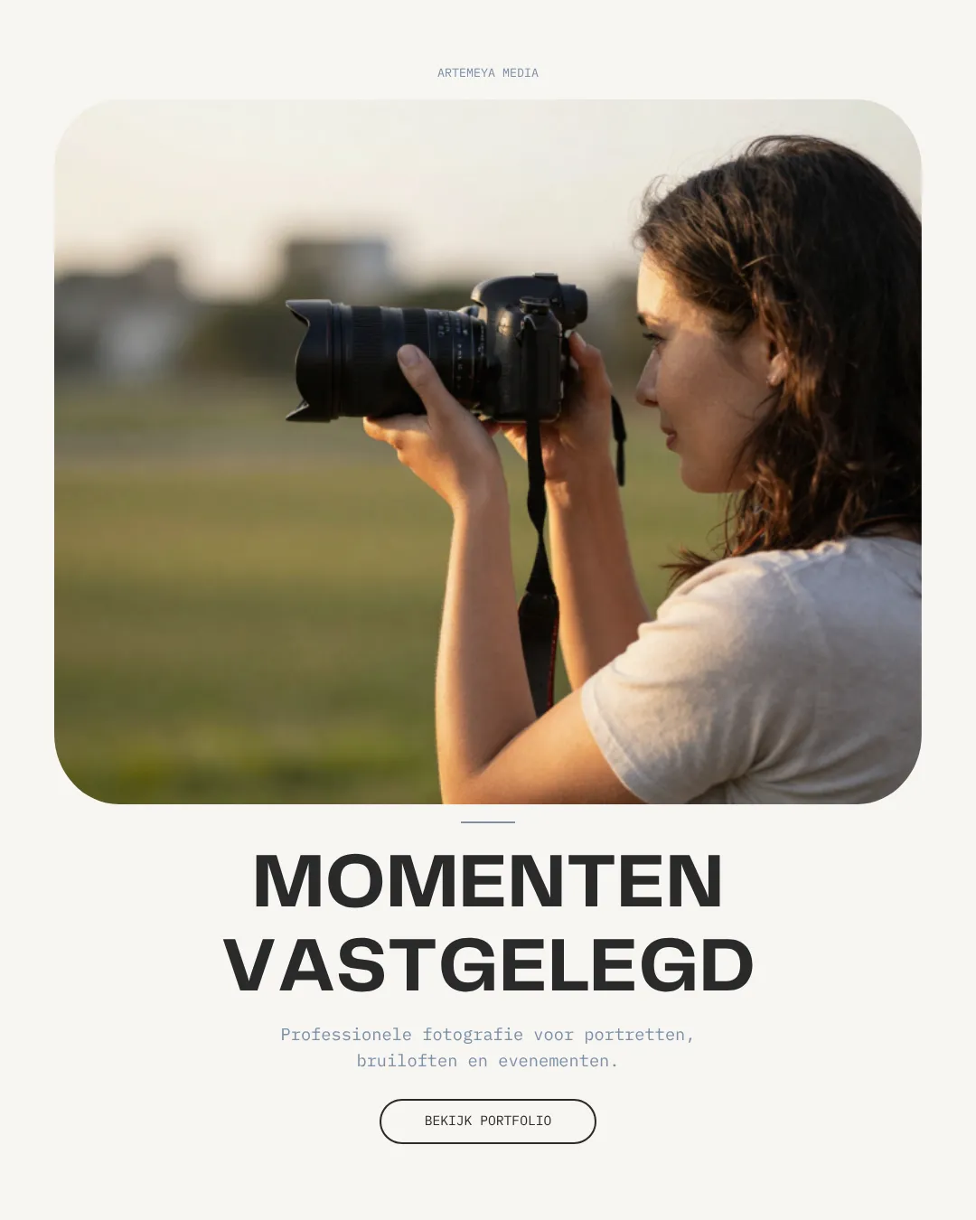 Portfolio voorbeeld van een social media advertentie voor een fotograaf met professionele portret- en evenementenfotografie
