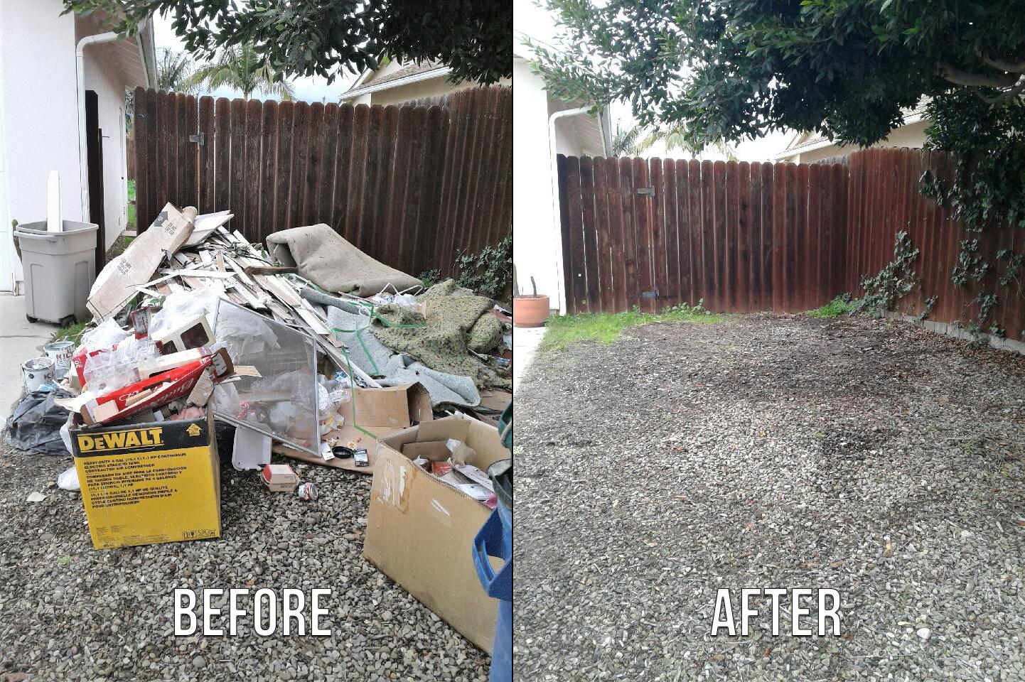 Recent junk hauling job before and after