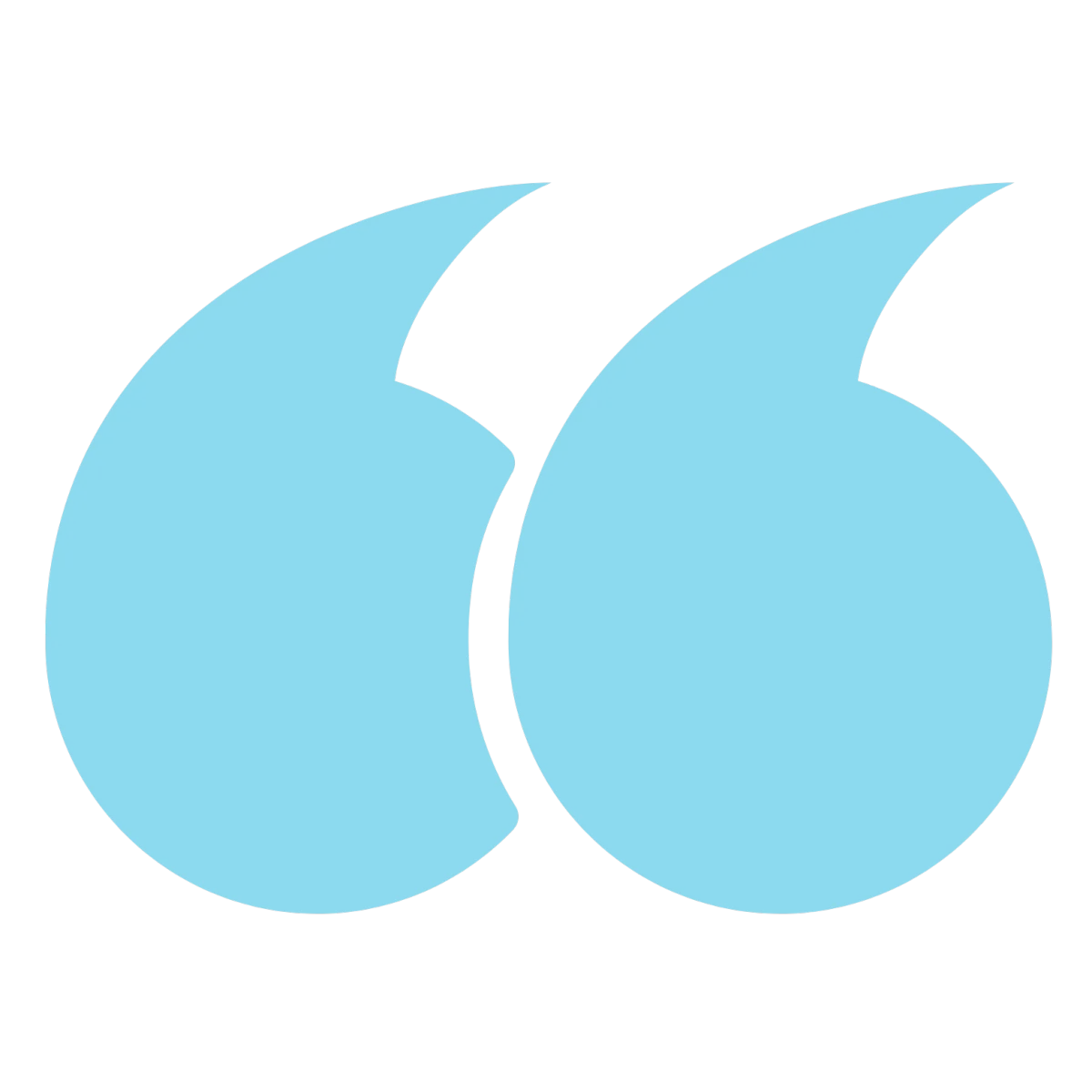 Black quotation marks icon representing a testimonial or quote.