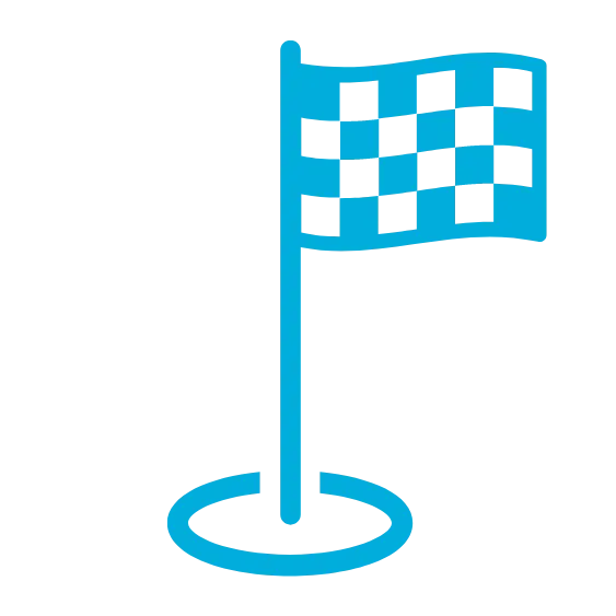 Icon of a finish line flag, representing setting clear and achievable business goals.