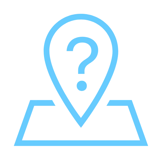 Icon of a location pin on top of a base, symbolizing business assessment and understanding current position.