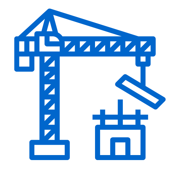 Icon of a crane building a structure, representing eliminating weak spots to create a strong foundation for growth.