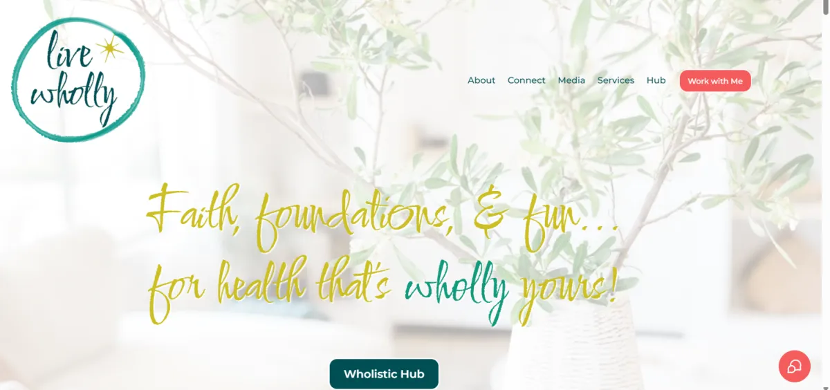 screenshot of livewholly.me homepage