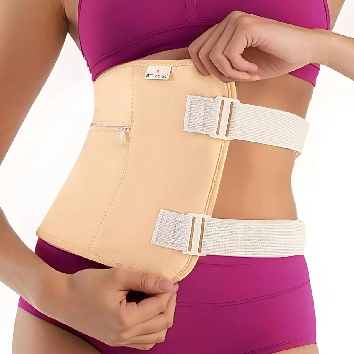 castor oil pack on a woman's abdomen