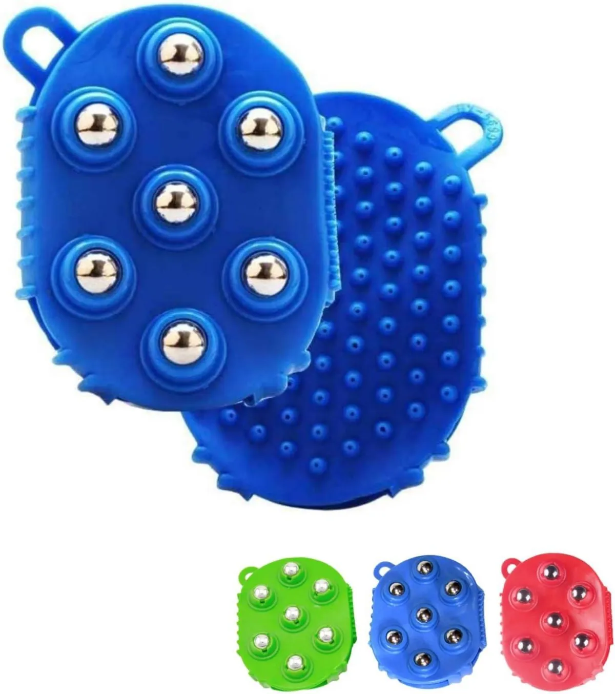 blue gloves with metal balls for lymphatic drainage