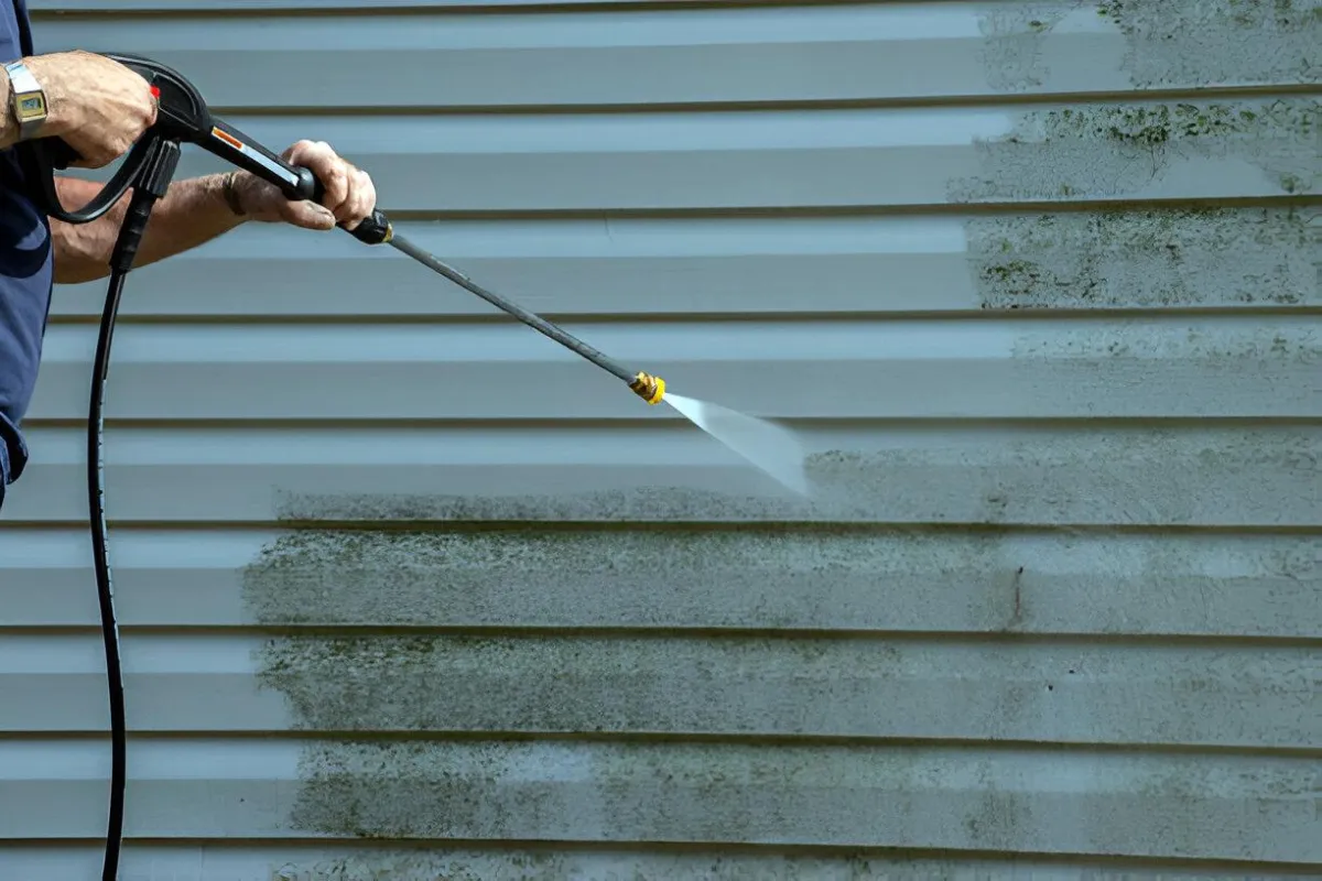 House siding pressure washing in Leander, Texas