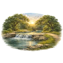 Brushy Creek TX nature trail and creek under warm sunset light