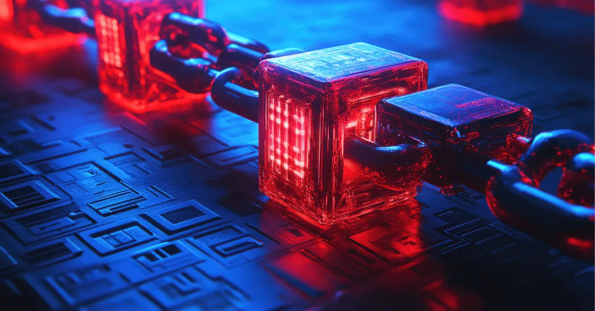 Futuristic Blockchain i blue and red