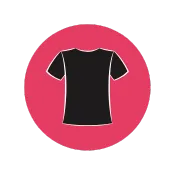 hot pink circle with a black coffee much with a white outline