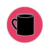 hot pink circle with a black icon