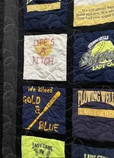 Close-up of intricate stitching on a nostalgic double wedding ring quilt