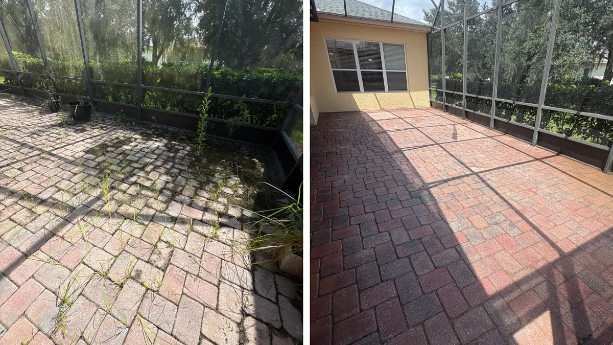 Residential roof washing service in Lakeland HOA community removing algae stains