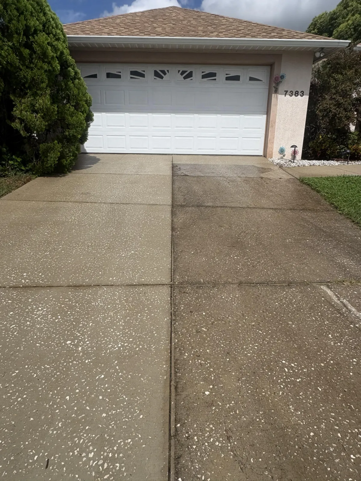 Clean asphalt shingle roof after professional soft washing service in Lakeland