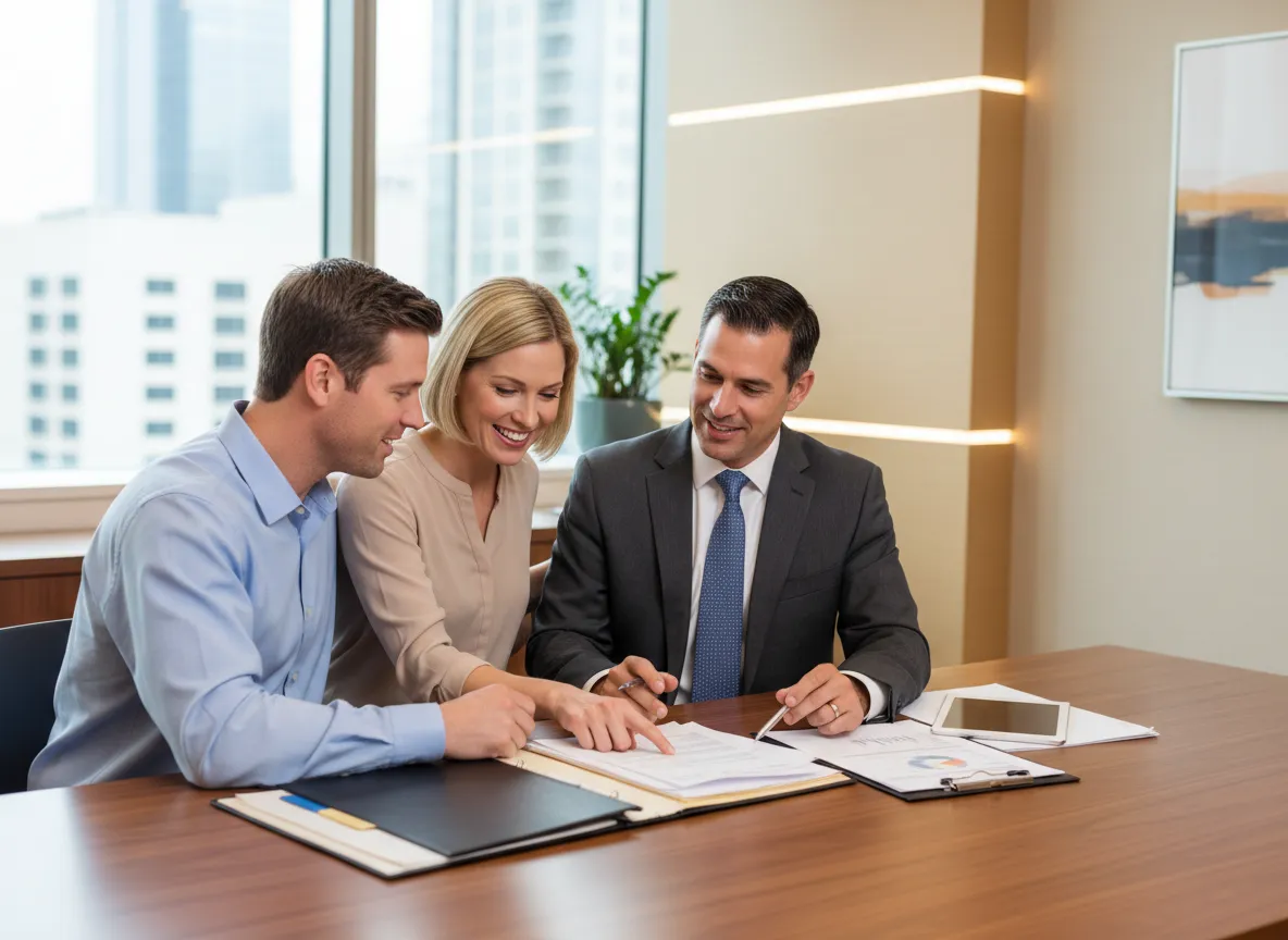 Home buyer meeting with lender for mortgage pre-approval