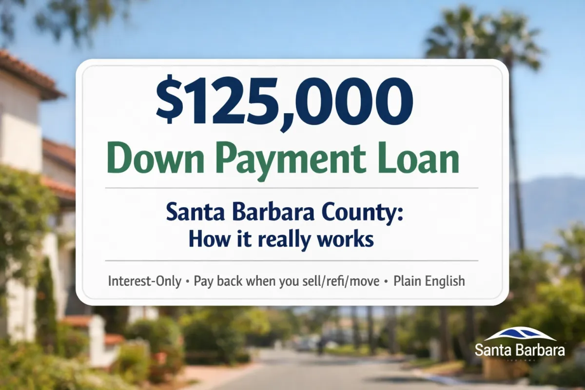Santa Barbara: A $125,000 Down Payment Loan Exists—Here’s How It Really Works (and Why It Matters Under $1.5M)