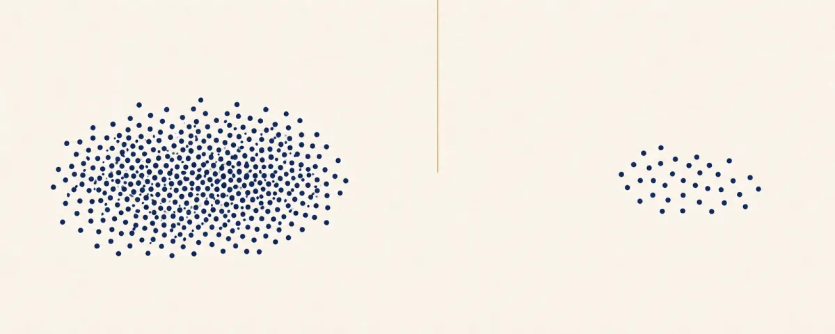 Cover illustration: two separated clusters of dots with a gold line falling into the empty gap between them, representing a median that lands where no homes actually sell.