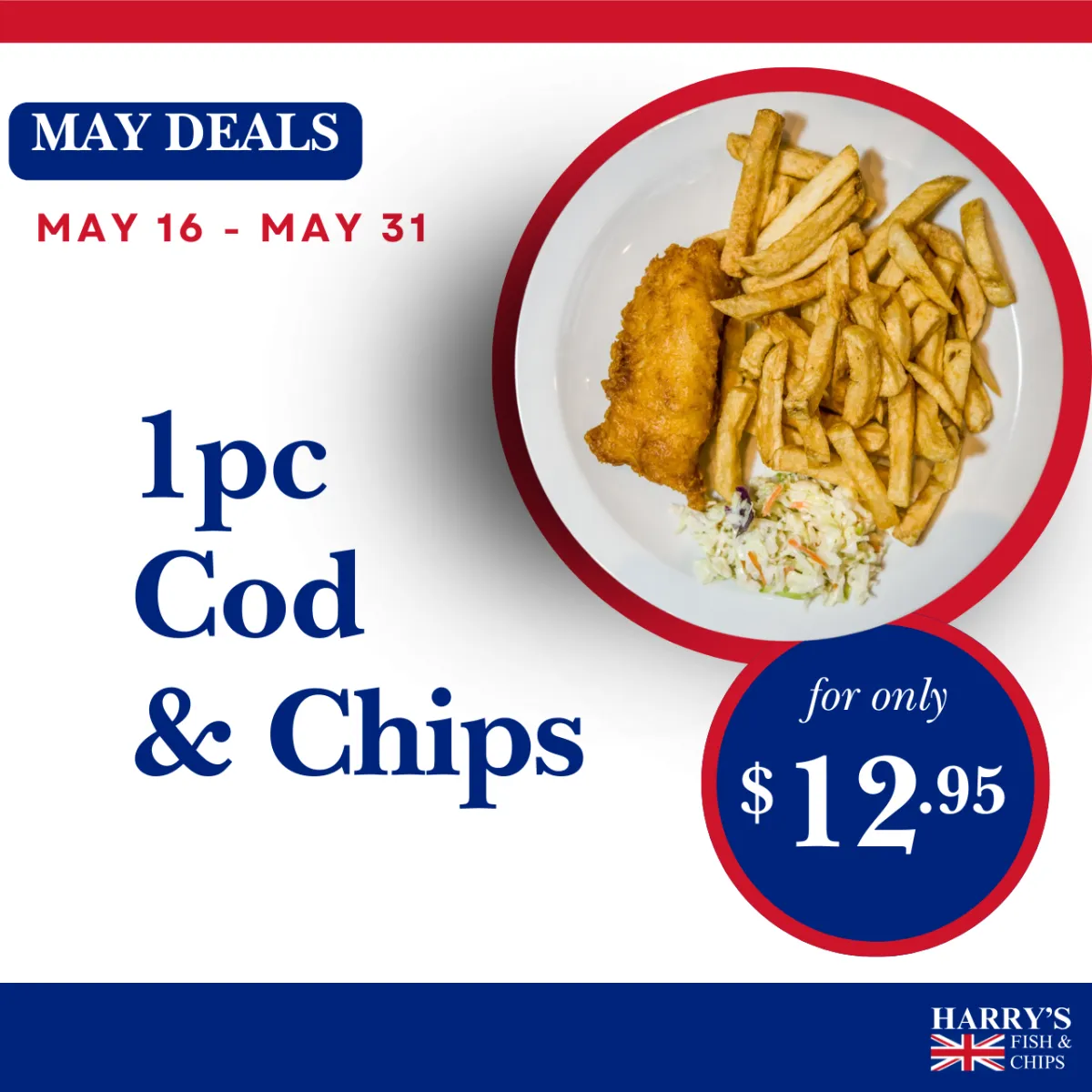2pc of haddock and chips with coleslaw