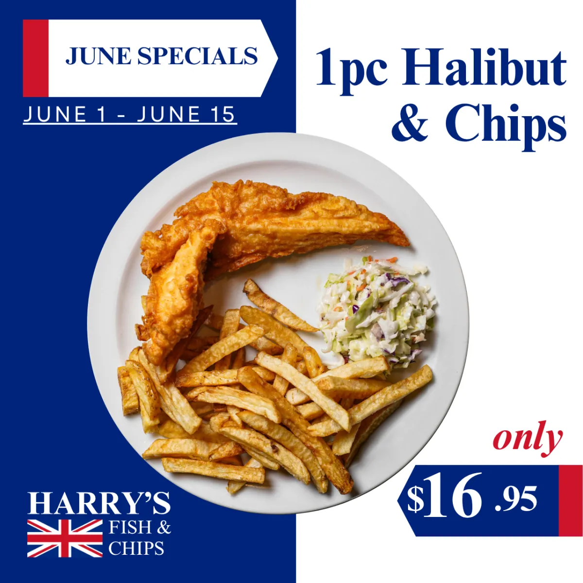 2pc of haddock and chips with coleslaw