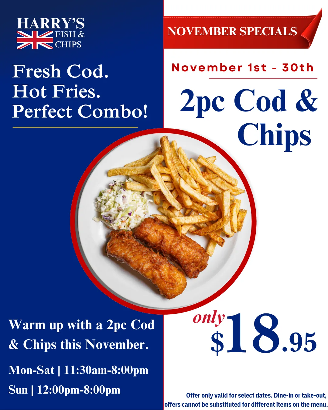 2pc of haddock and chips with coleslaw