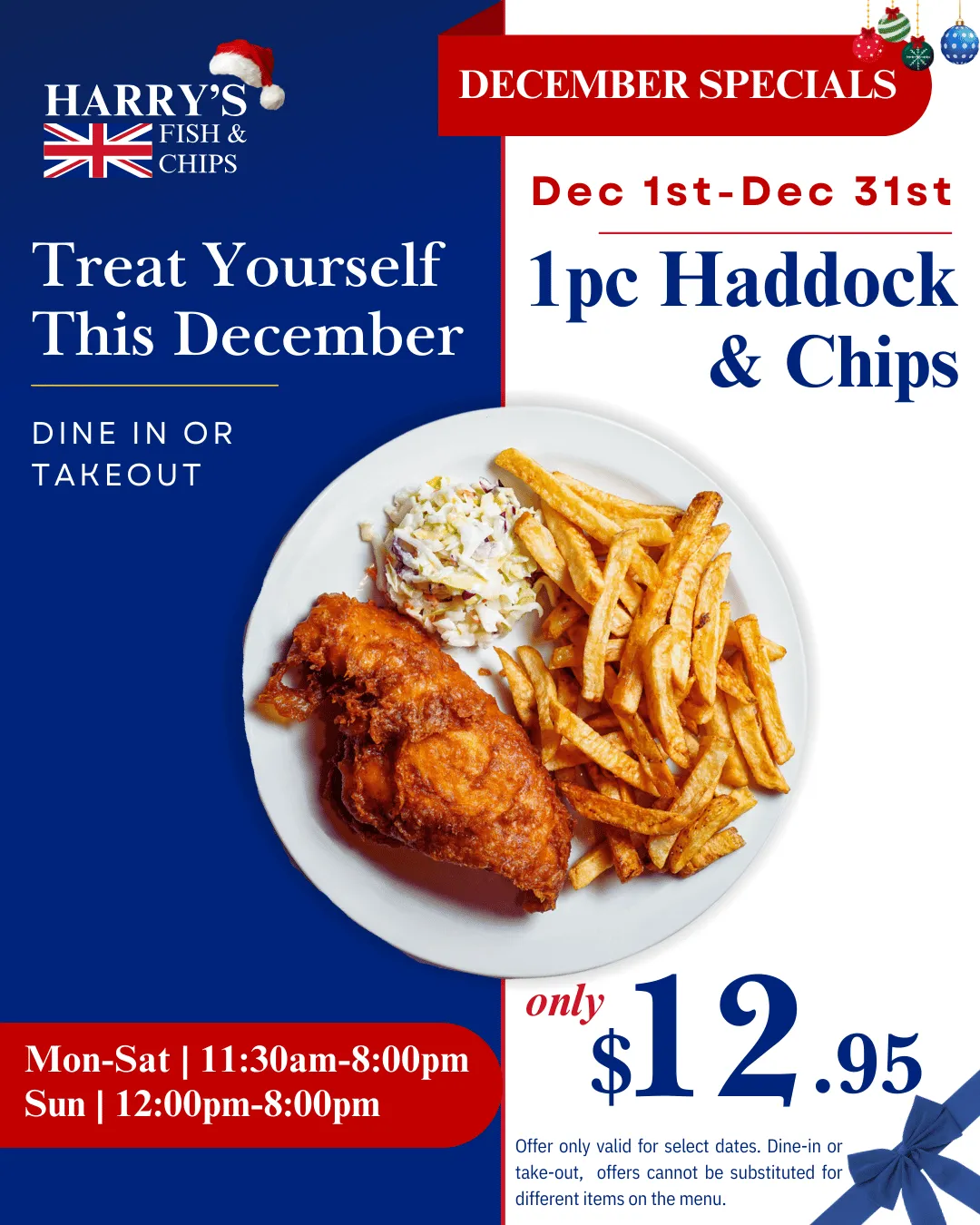 2pc of haddock and chips with coleslaw