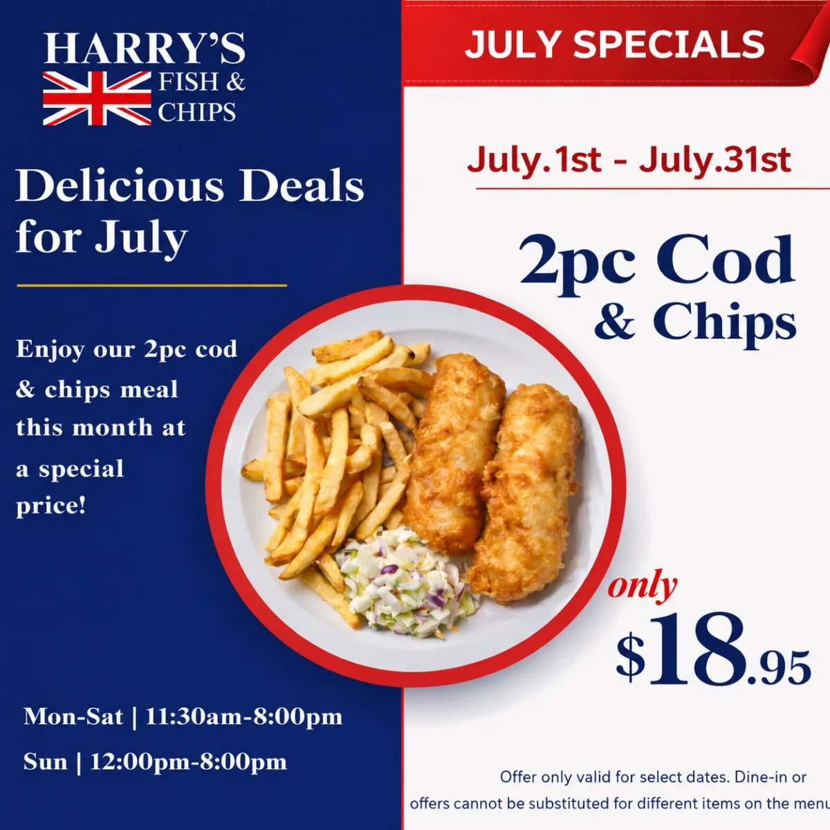 2pc of cod and chps with coleslaw