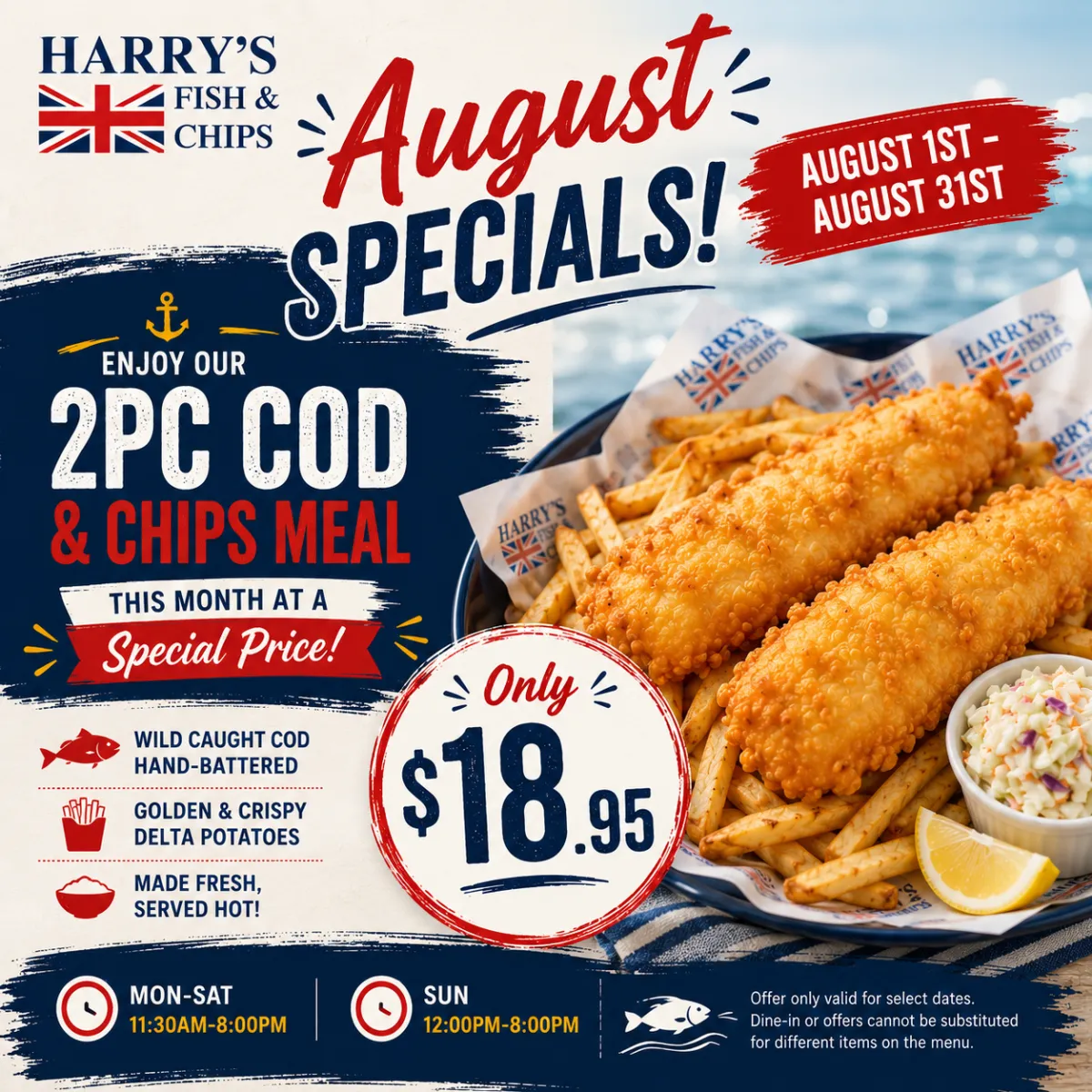 2pc of cod and chps with coleslaw