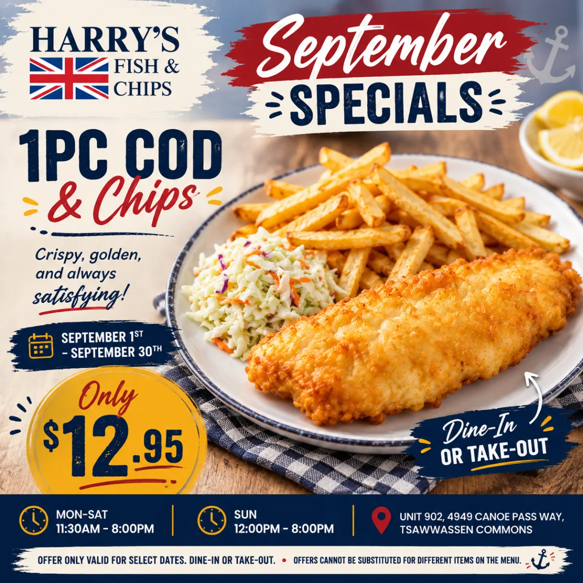 2pc of cod and chps with coleslaw