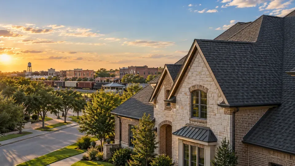 North Texas home with a detailed asphalt shingle roof