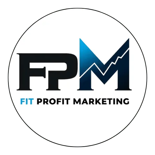 Fit Profit Marketing logo featuring the bold letters “FPM” with a rising graph embedded in the letter “M” and the words “Fit Profit Marketing” below. Represents a data-driven AI automation company helping chiropractic and physiotherapy clinics grow profitably.