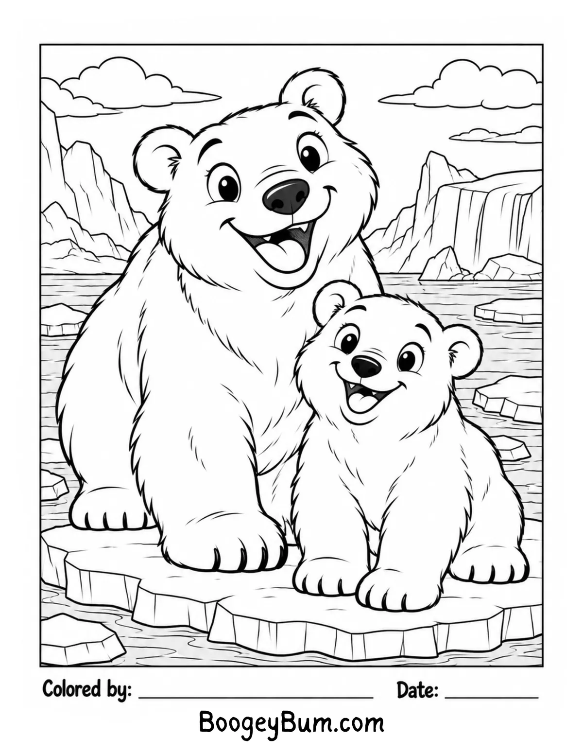 Coloring Page of Polar Bears