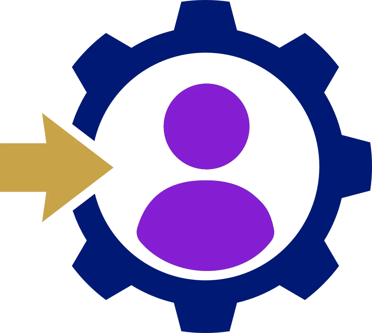Person within a gear symbol representing the Integrate phase of Character Compass