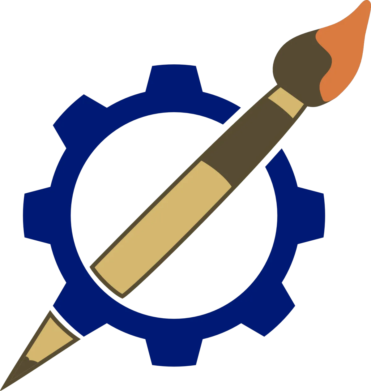 Brush and gear symbol representing the Characterize phase of Character Compass
