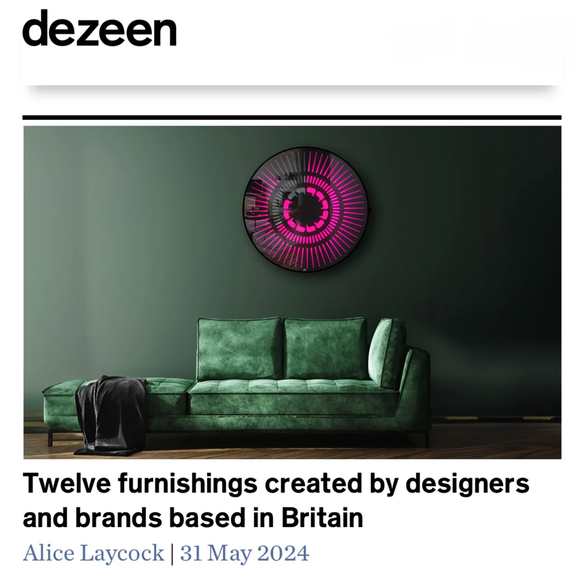 Dezeen: Twelve furnishings created by designers and brands based in Britain