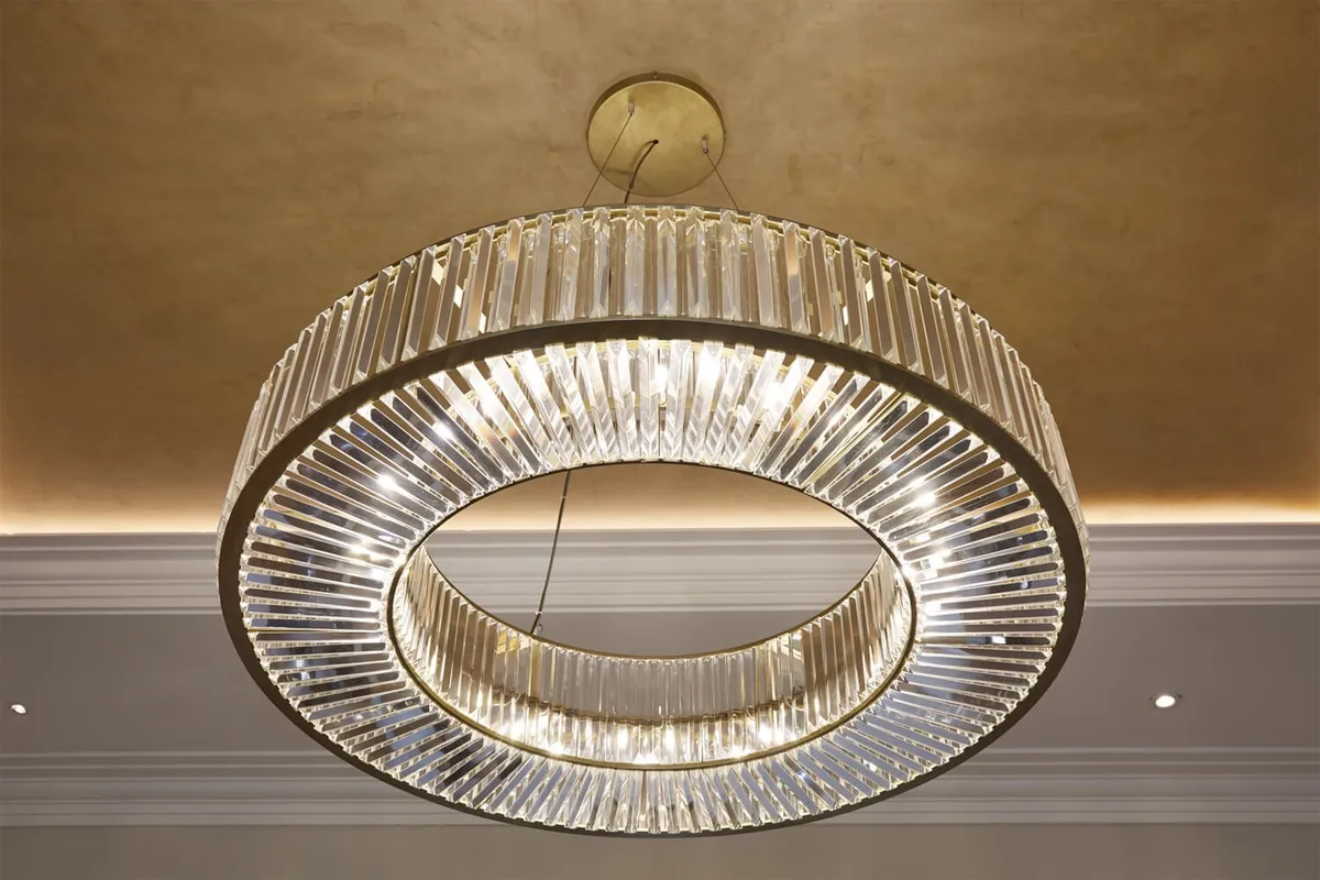Lighting: brass chandelier