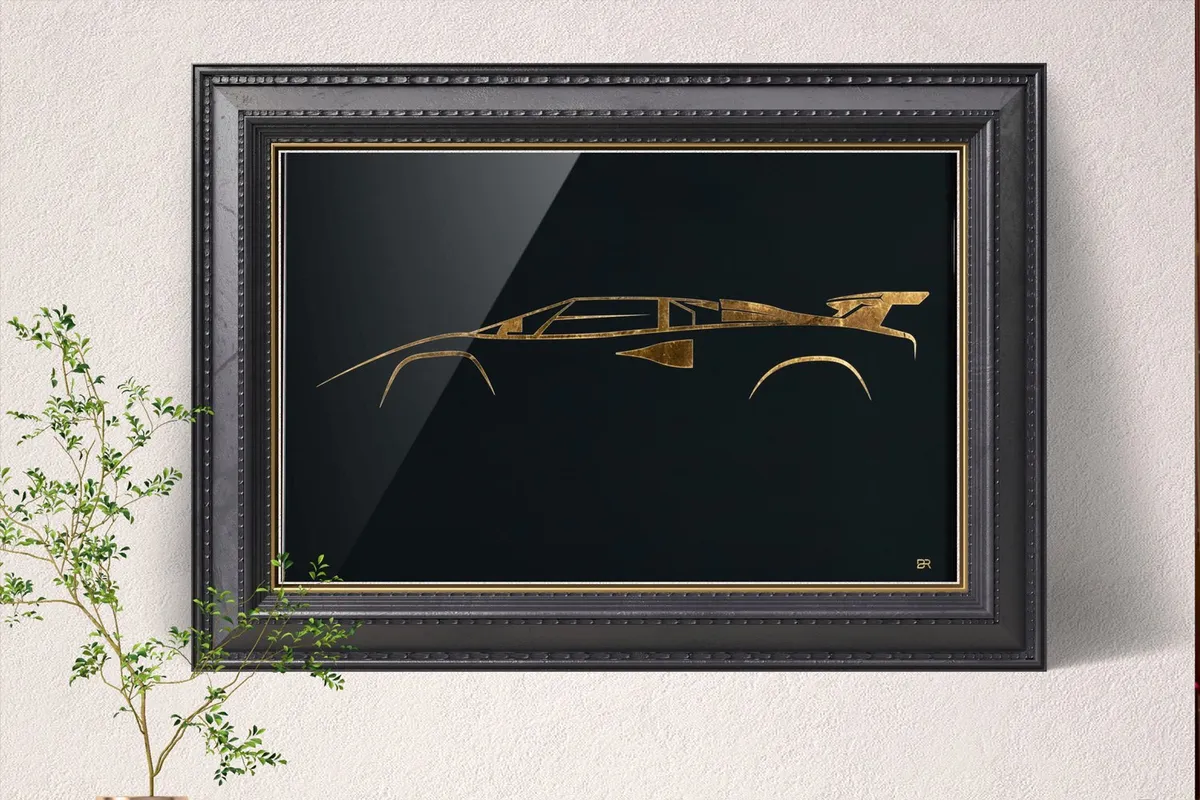 Pop Art: gold car silhouette