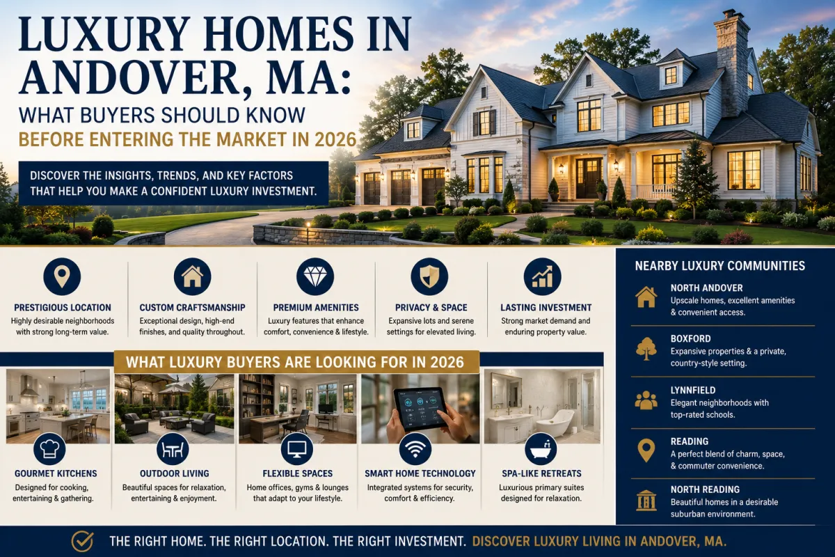 Luxury home in Andover, Massachusetts showcasing upscale architecture, premium amenities, and high-end real estate opportunities in 2026.