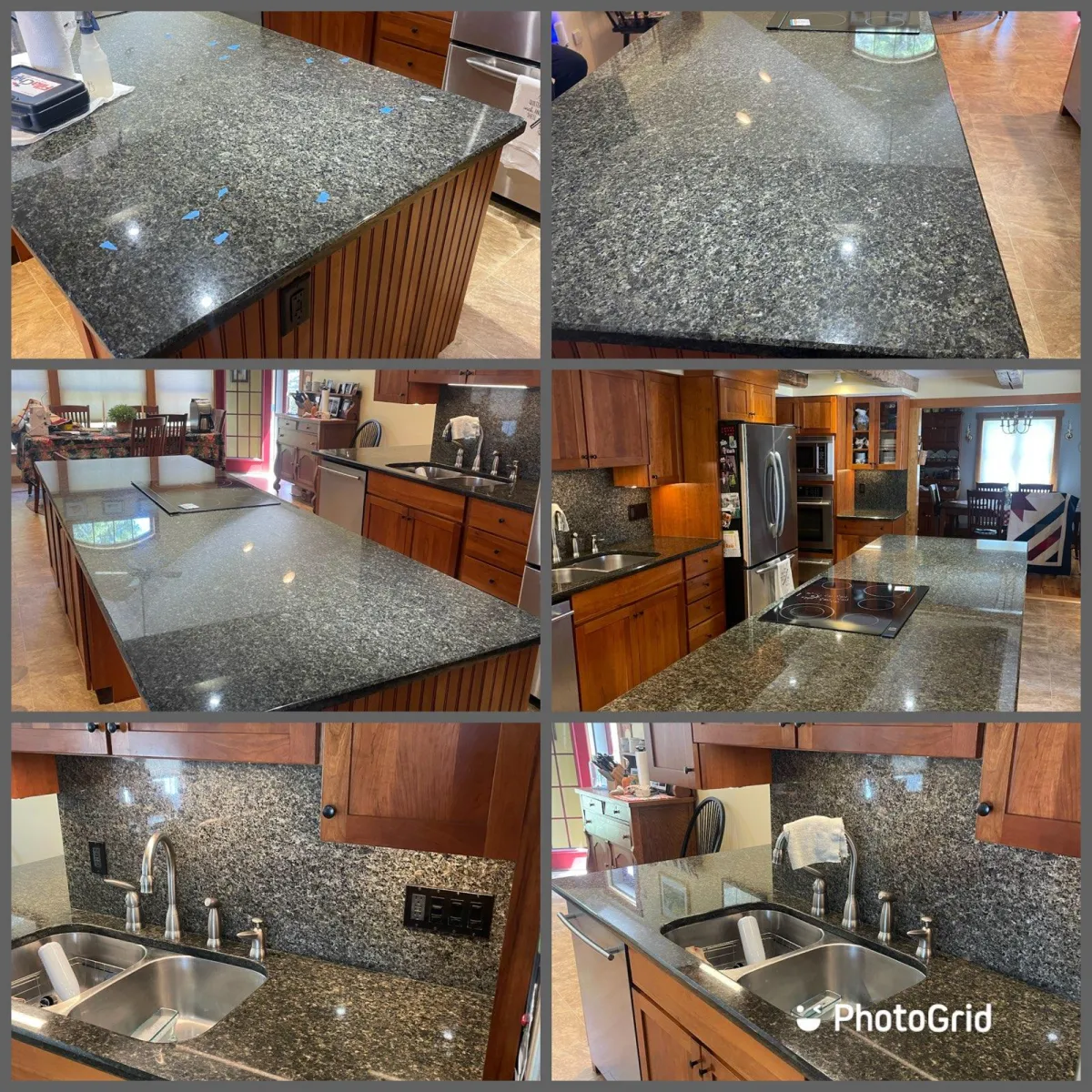 Countertops after being cleaned and repolished
