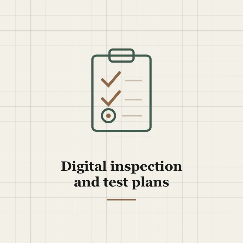 Illustration of a digital inspection and test plan