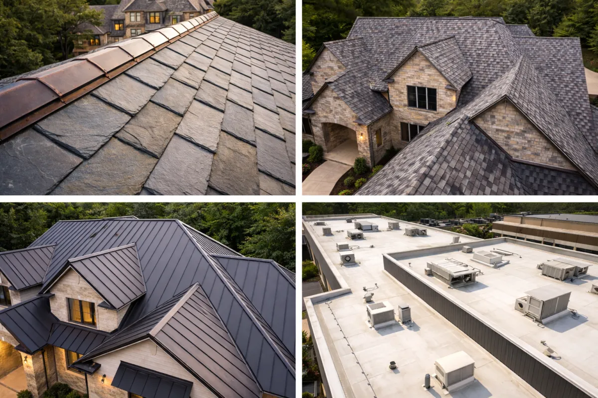 the roof of a building is made of clay tiles