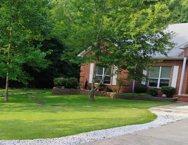 Freshly mowed green lawn in a Hot Springs neighborhood